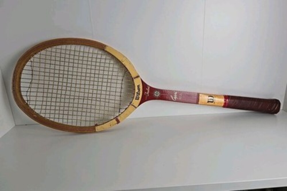 Wilson Brown and Gold Wooden Tennis Racket Wall Decor